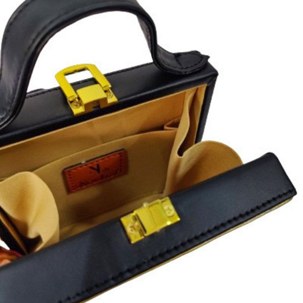 Handmade Vegan Leather Black Lippan Mirror Sling Bag